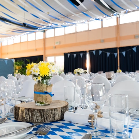 Event venue with string lights